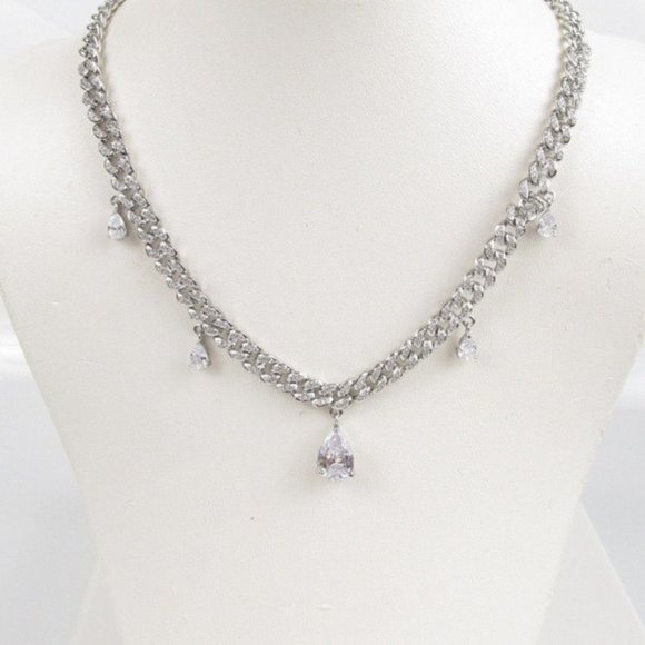 Jewelry - Pear-Cut Cubic Zirconia Cuban Link Necklace NWT retail $450